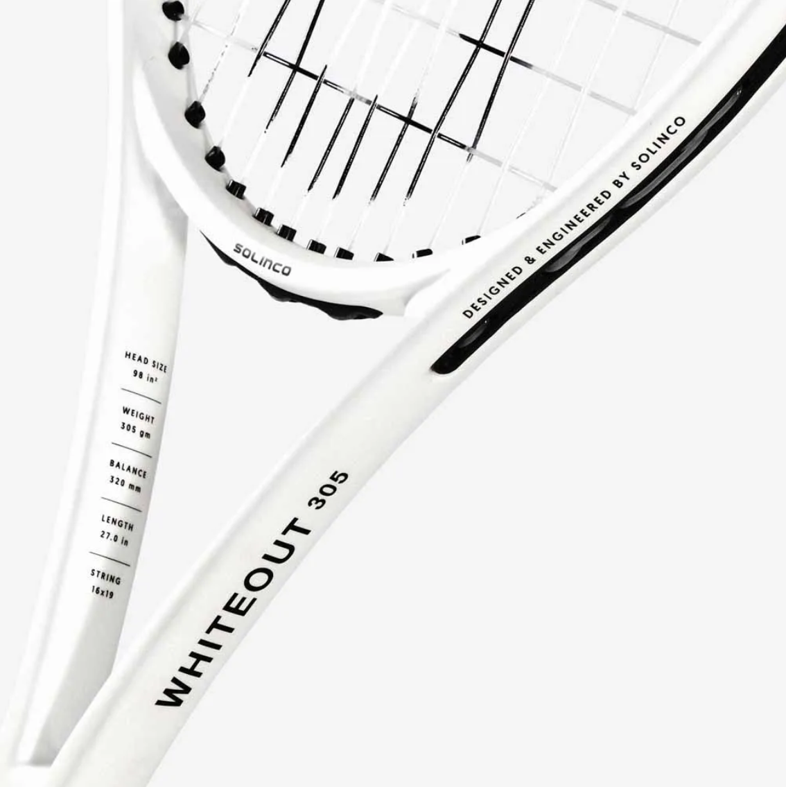 Solinco WHITEOUT 305 (16x19). Free Strings + Stringing